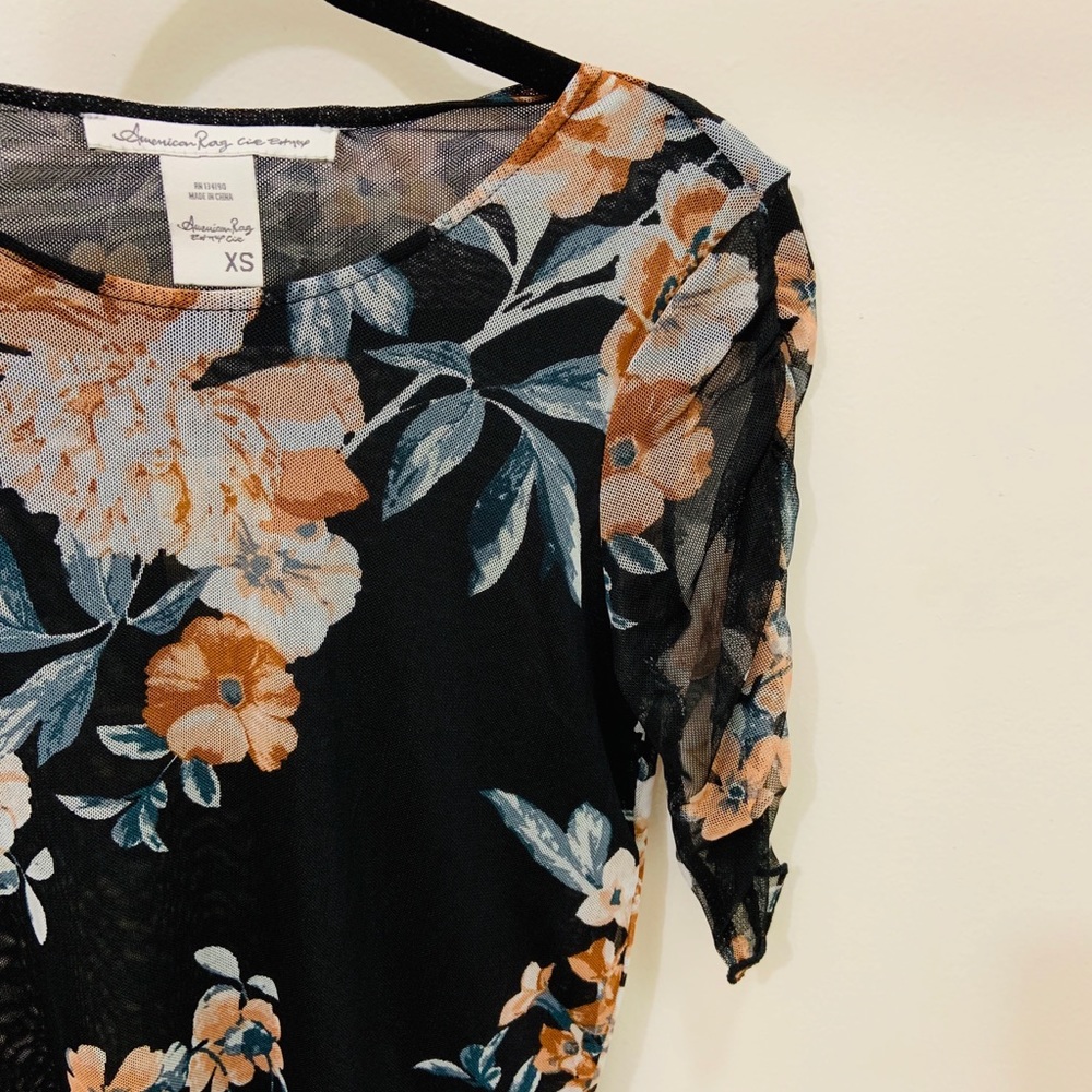 American Rag Ruched Mesh Top - Picture 2 of 7